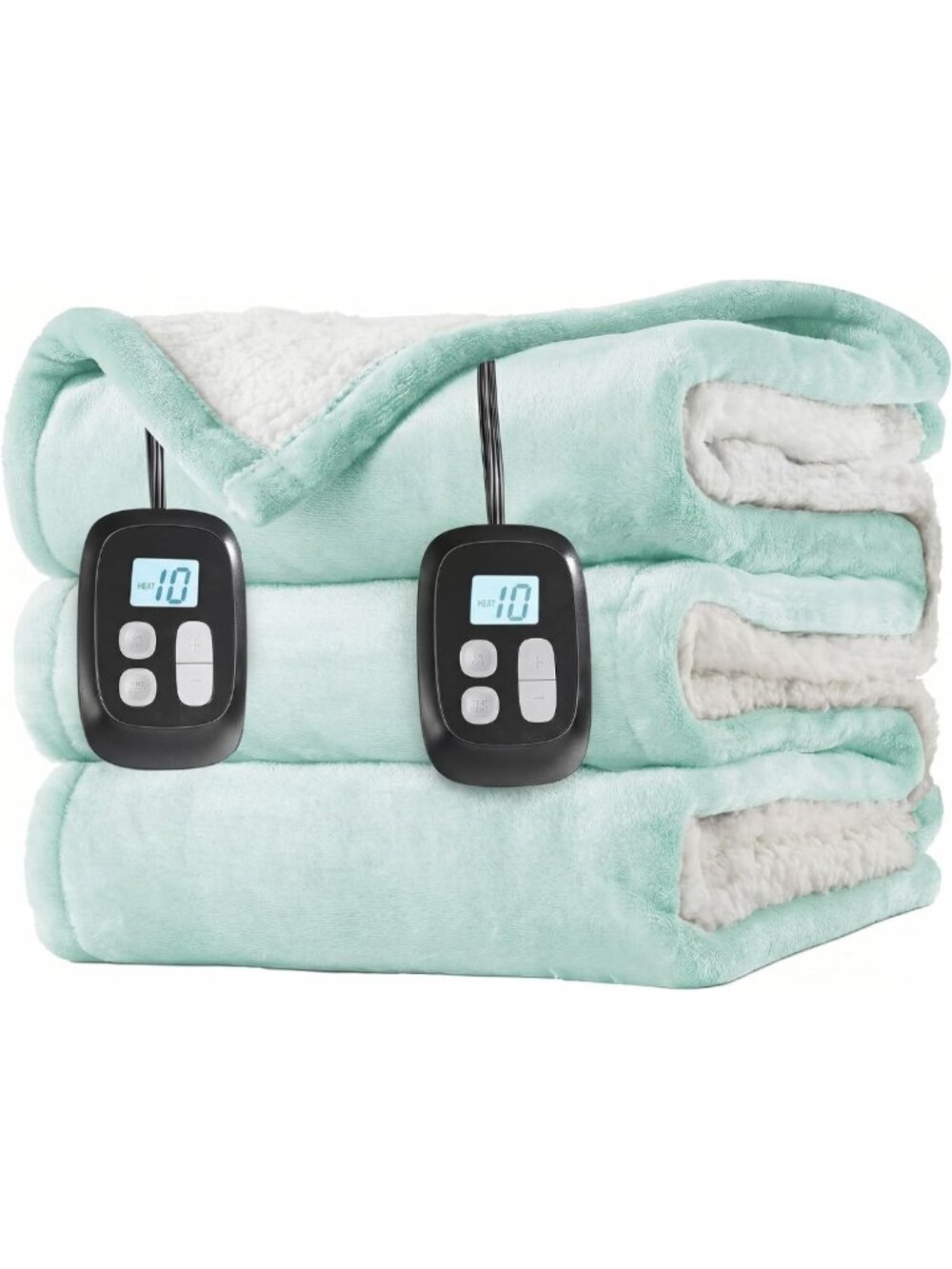 Cozy Electric Heated Blanket Queen, Dual Control, Fast Heating, Flannel Sherpa